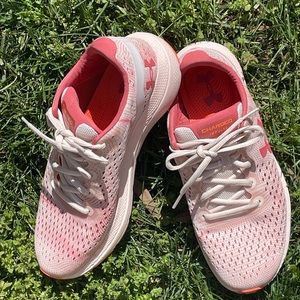 The Women's Under Armour Pink Charged Impulse Running Shoes